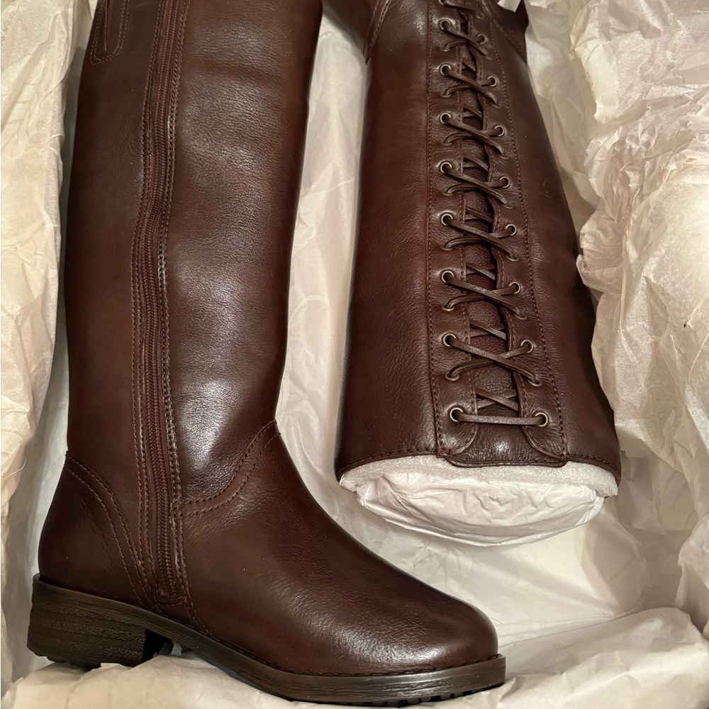 5.5 brown leather Nurture Kindall Brandy boots new with box knee high
